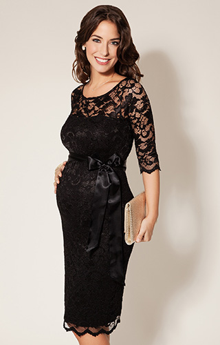 Amelia Lace Maternity Dress Short (Black) by Tiffany Rose