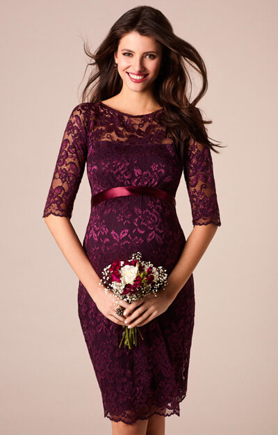 Amelia Lace Maternity Dress Short Claret by Tiffany Rose