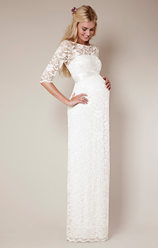 Amelia Lace Maternity Wedding Dress Long (Ivory) by Tiffany Rose
