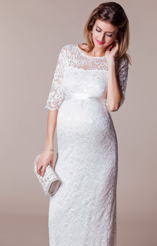 Amelia Lace Maternity Wedding Dress Long (Ivory) by Tiffany Rose