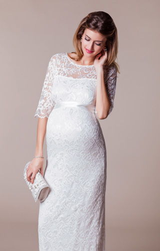 Amelia Lace Maternity Wedding Dress Long (Ivory) by Tiffany Rose