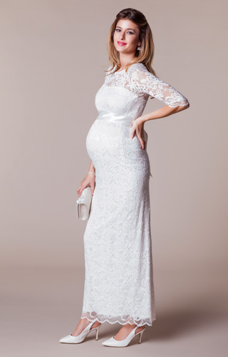 Amelia Lace Maternity Wedding Dress Long (Ivory) by Tiffany Rose