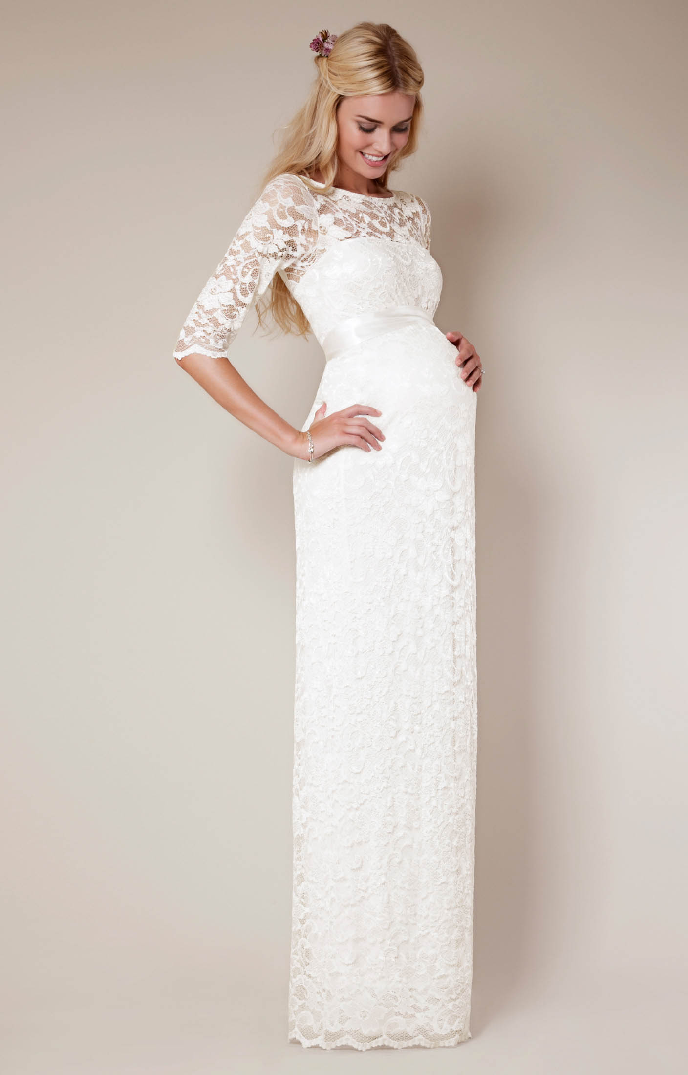 long sleeve maternity wedding dress