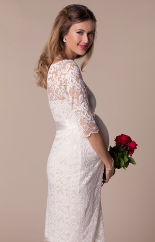 Amelia Lace Maternity Wedding Dress Short (Ivory) by Tiffany Rose