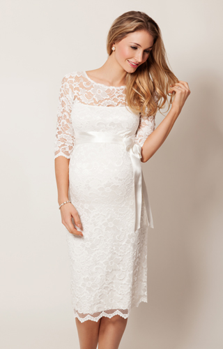 Amelia Lace Maternity Wedding Dress Short (Ivory) by Tiffany Rose