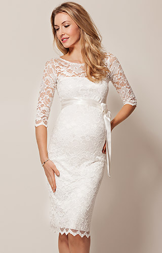 Amelia Lace Maternity Wedding Dress Short (Ivory) by Tiffany Rose