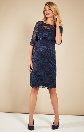 Amelia Maternity Lace Dress in Navy by Tiffany Rose