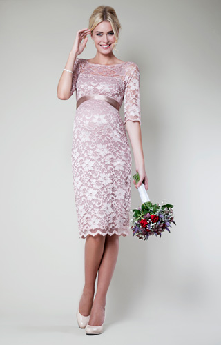 Amelia Lace Maternity Dress Short (Vintage Rose) by Tiffany Rose