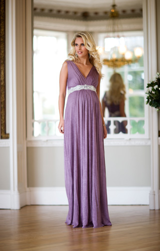 Anastasia Maternity Gown (Heather) with Diamante Sash by Tiffany Rose