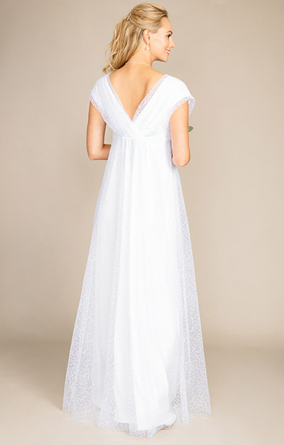 Athena Maternity Wedding Gown Polka Dot White by Tiffany Rose