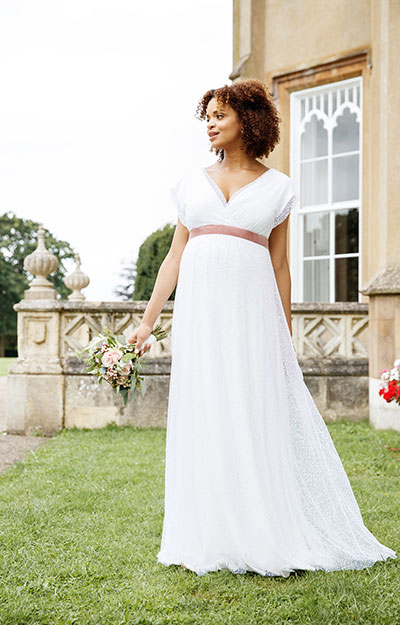 Robe de Mariée Grossesse Athena Pois Blanc by Tiffany Rose