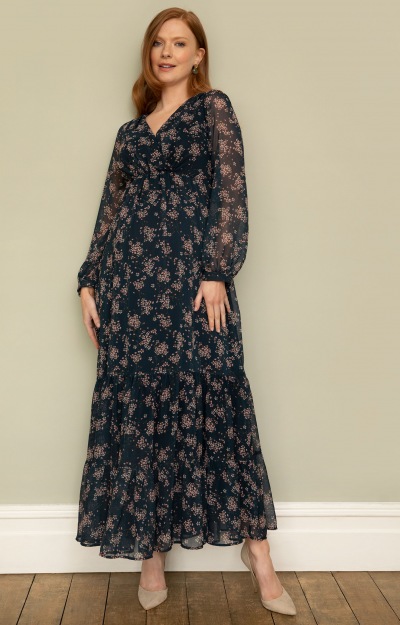 Bella Maxi Dress (Ditsy Navy Floral) by Tiffany Rose