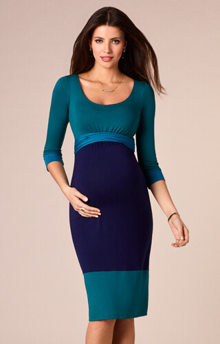 Colour Block Maternity Dress Biscay Blue by Tiffany Rose