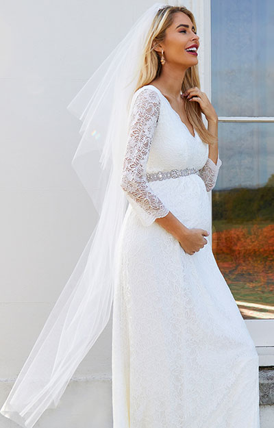 Chloe Spets Gravid Bröllopsklänning Elfenben by Tiffany Rose
