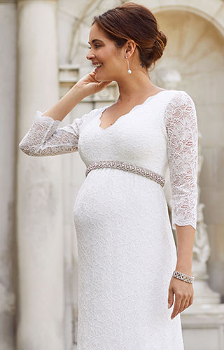 Robe de Mariée Maternité en Dentelle Chloe Longue Ivoire by Tiffany Rose