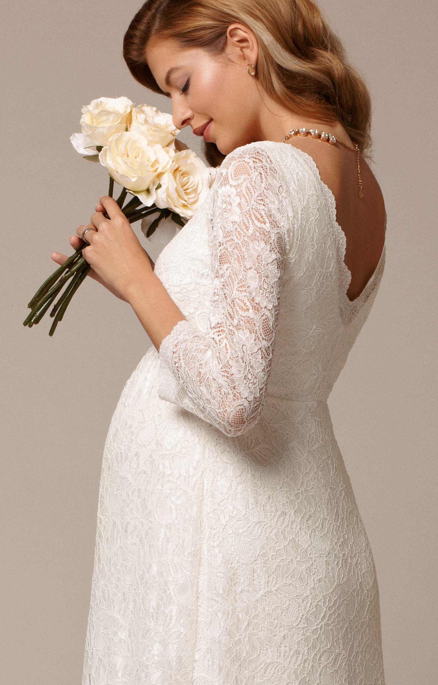Chloe Lace Maternity Wedding Gown Ivory ...