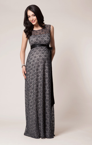 Daisy Maternity Gown Long Black and Silver by Tiffany Rose