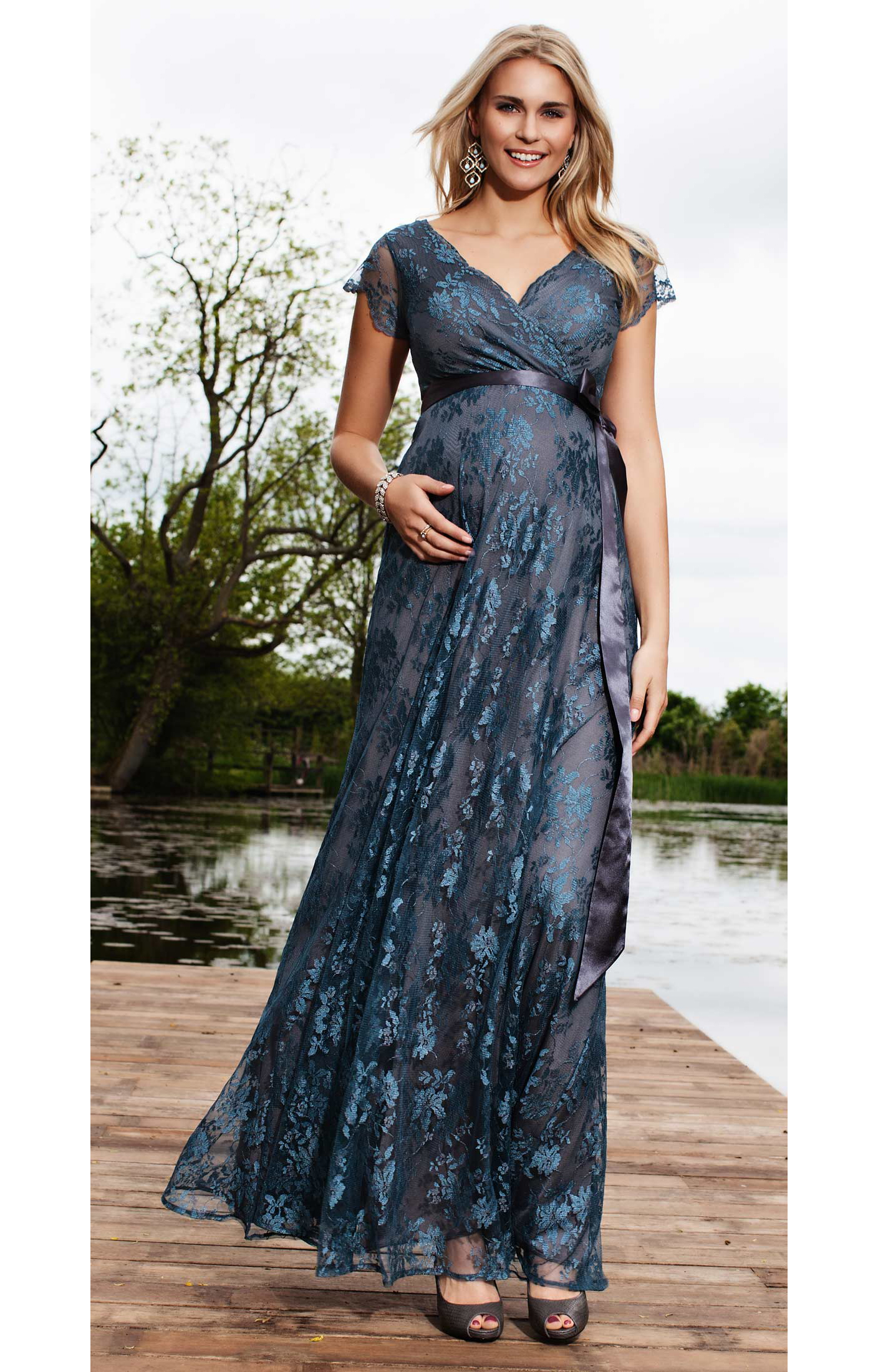 Eden Maternity Gown Long (Caspian Blue) - Maternity Wedding Dresses ...