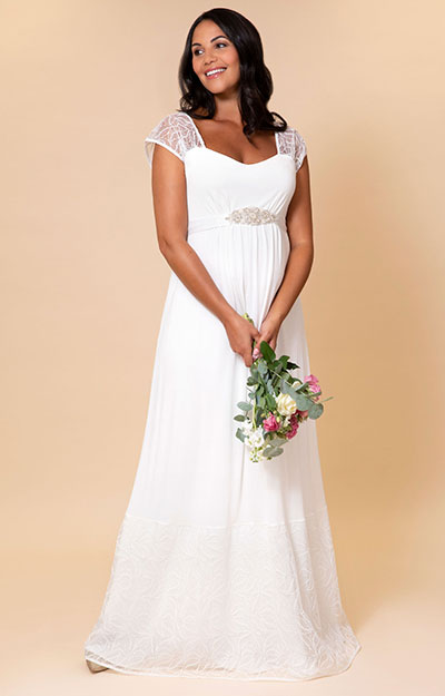 Erin Leaf Lace Maternity Wedding Gown Ivory by Tiffany Rose