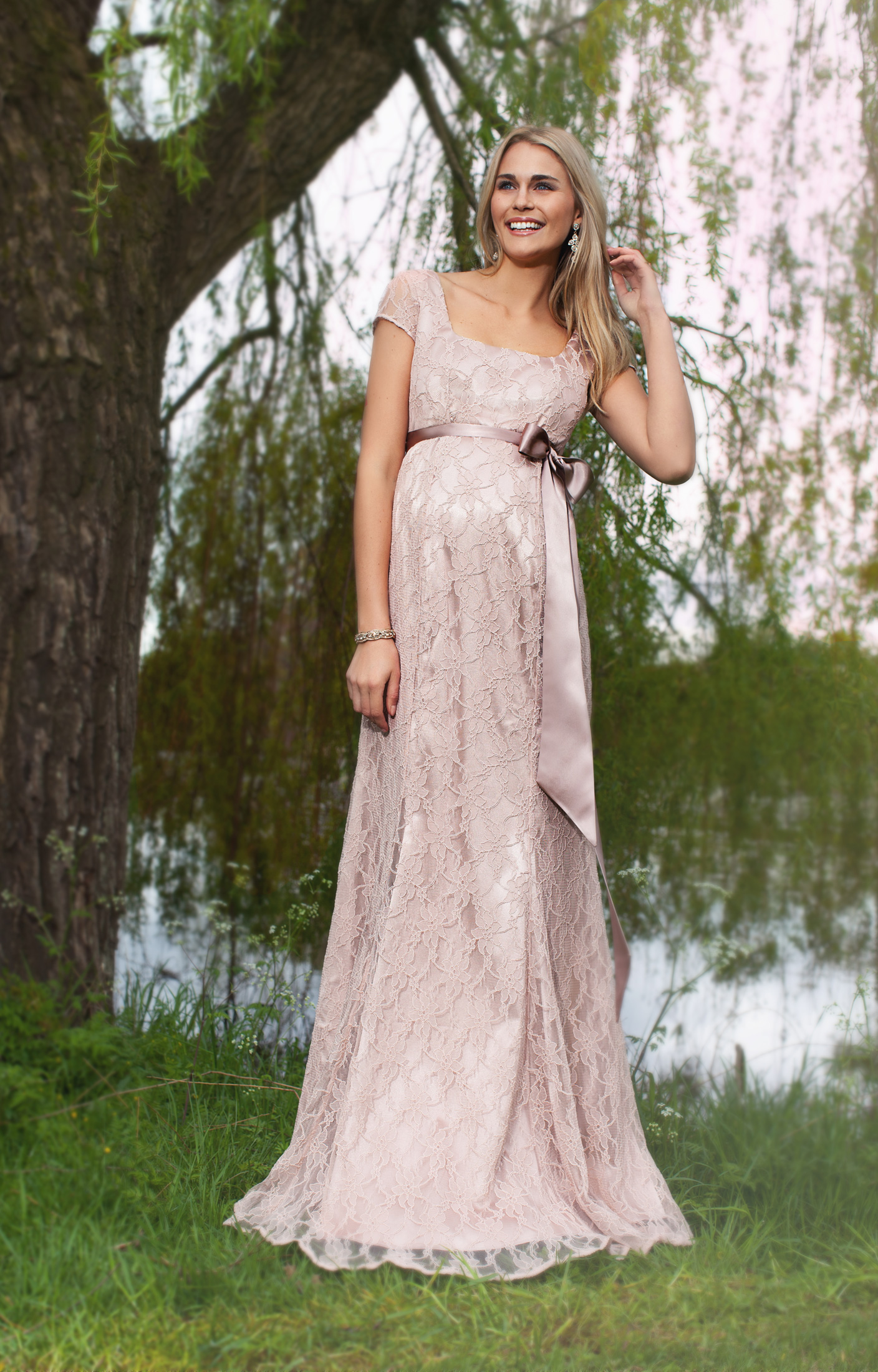Eva Lace Maternity Gown (Antique Rose) - Maternity Wedding Dresses ...