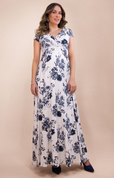Francesca Maternity Maxi Dress (Oyster Blue) by Tiffany Rose