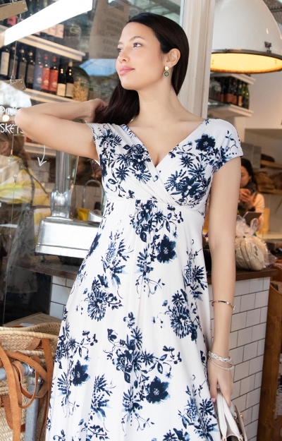 Robe longue de maternité Francesca (Bleu et Gris Irisé) by Tiffany Rose