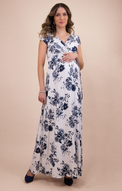 Francesca Maternity Maxi Dress (Oyster Blue) by Tiffany Rose