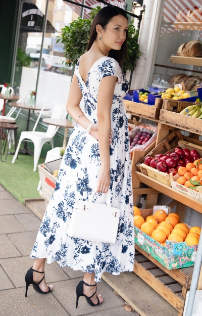 Robe longue de maternité Francesca (Bleu et Gris Irisé) by Tiffany Rose
