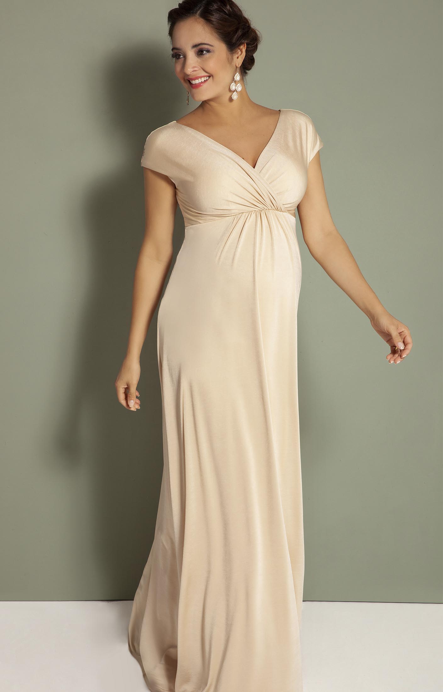 Francesca Maternity Maxi Dress Champagne - Maternity Wedding Dresses ...