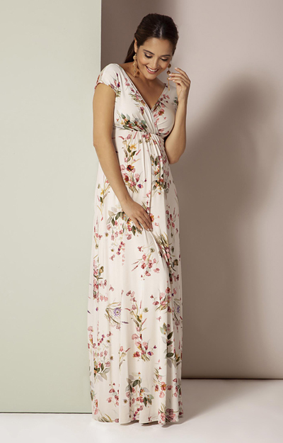 Francesca Maxi Maternity Dress Petal Pink Floral by Tiffany Rose