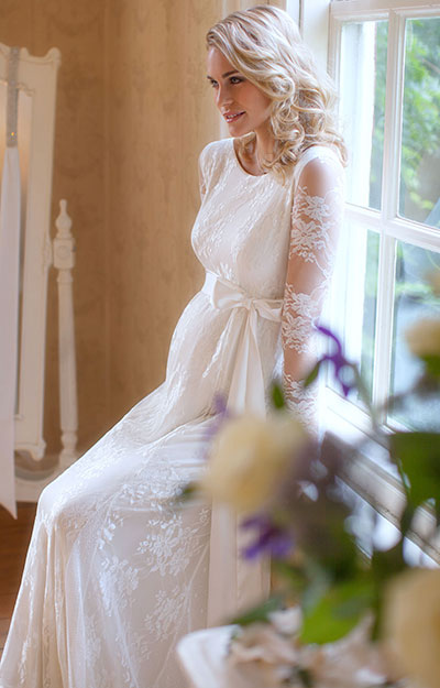 Helena Maternity Wedding Gown Long Ivory by Tiffany Rose