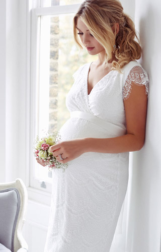 Imogen Maternity Wedding Shift Dress Ivory White by Tiffany Rose