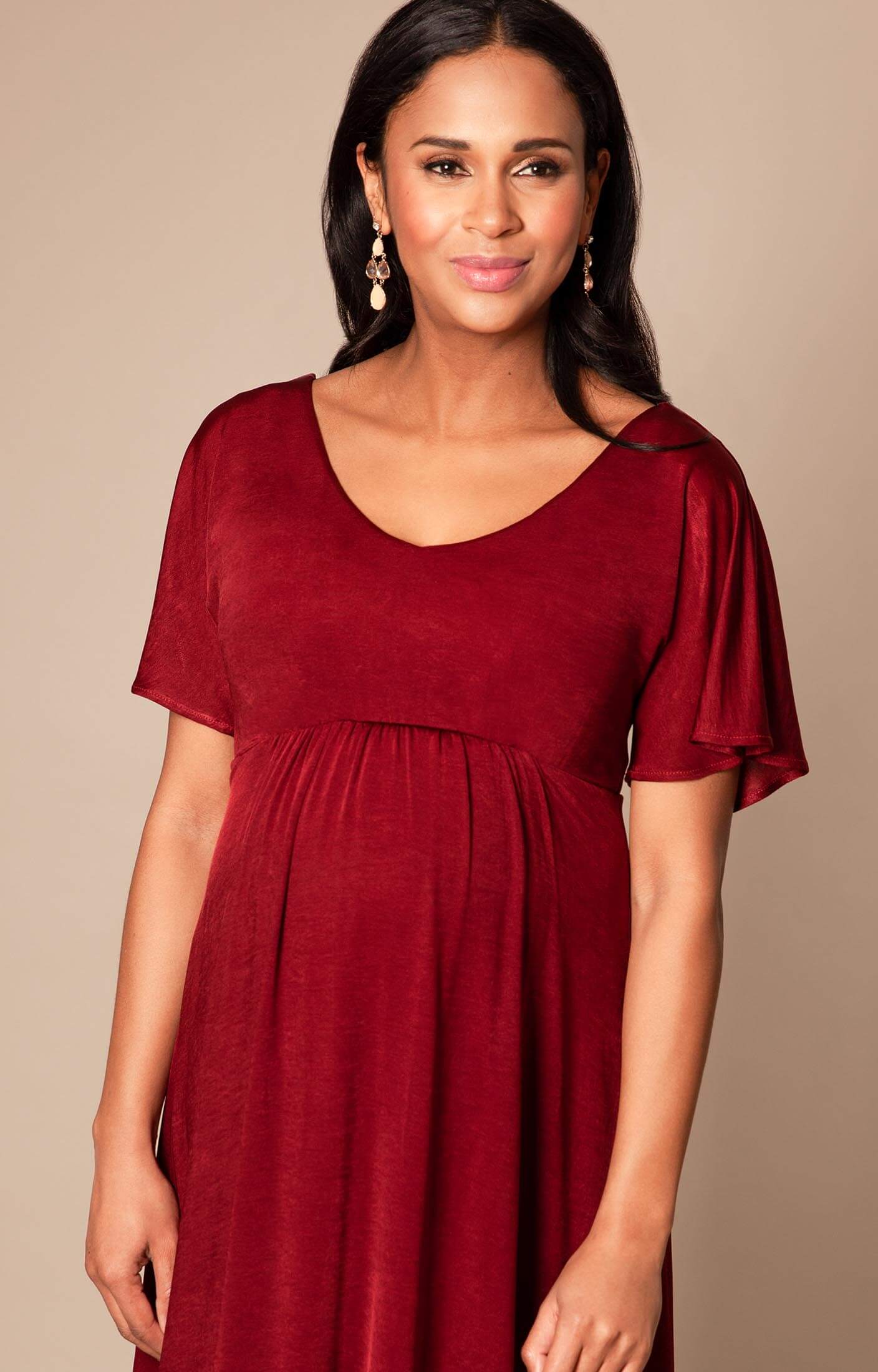 Kimono Maternity Dress short Berry Red - Maternity Wedding Dresses ...