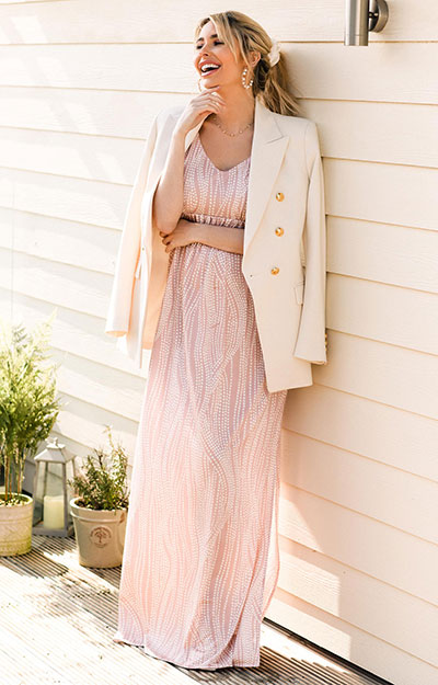 Robe de Grossesse Maxi Kimono Rose à Pois by Tiffany Rose