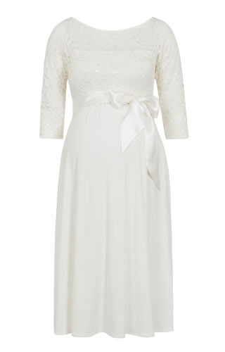 Robe de Mariée Grossesse Lucia Mi-Longue Blanc Ivoire by Tiffany Rose