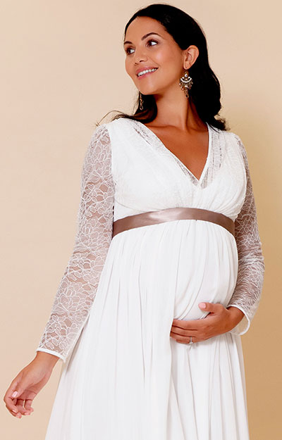 Leah Lace Chiffon Maternity Wedding Gown Ivory White by Tiffany Rose