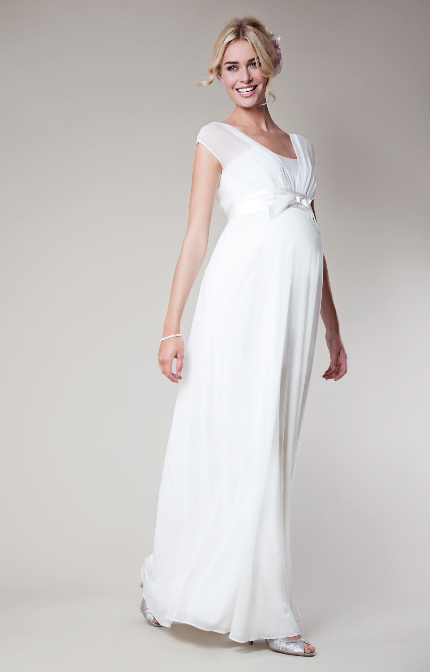 Lily Silk Maternity Wedding Gown Long (Ivory) - Maternity Wedding ...
