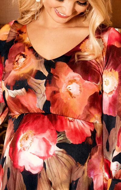 Robe de Grossesse Pixie Fleurs Écarlates by Tiffany Rose