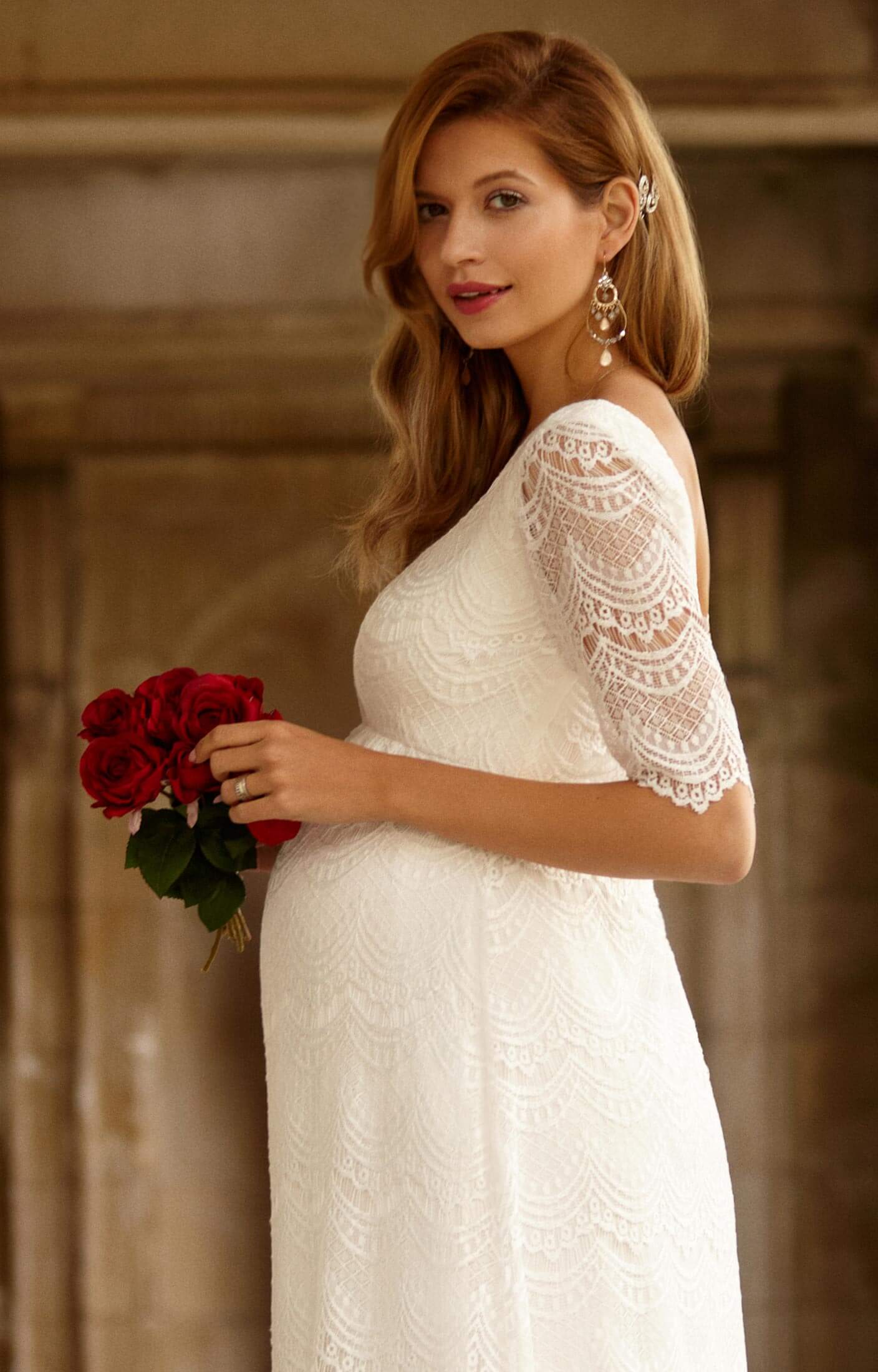 Verona Maternity Wedding Dress Short Ivory White - Maternity Wedding Dresses,  Evening Wear and Party Clothes by Tiffany Rose ES