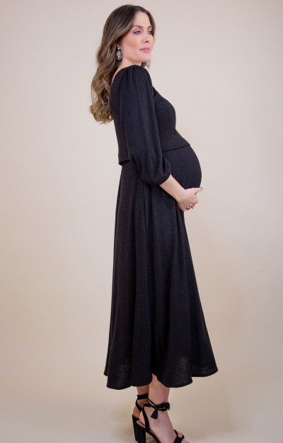 Vivian Maternity & Nursing Dress Sparkle Black by Tiffany Rose