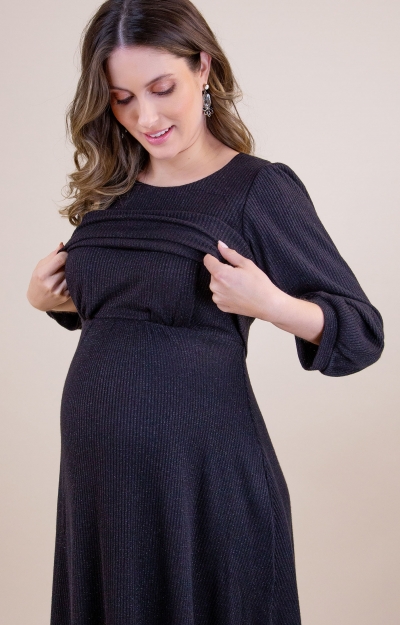 Vivian Maternity & Nursing Dress Sparkle Black by Tiffany Rose