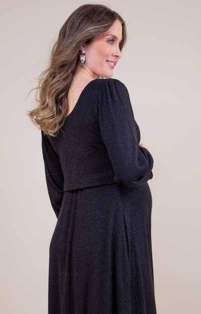 Vivian Maternity & Nursing Dress Sparkle Black by Tiffany Rose