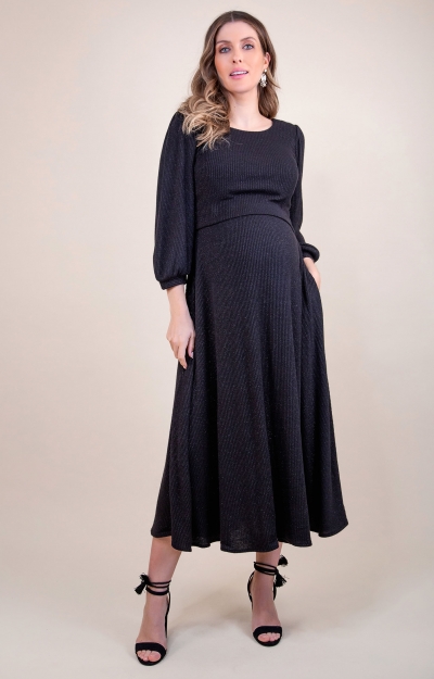 Vivian Maternity & Nursing Dress Sparkle Black by Tiffany Rose