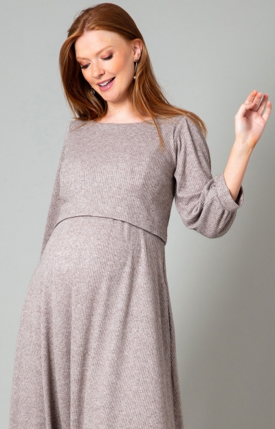 Vivian Maternity & Nursing Dress Sparkle Chocolate by Tiffany Rose