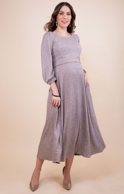 Vivian Maternity & Nursing Dress Sparkle Chocolate by Tiffany Rose