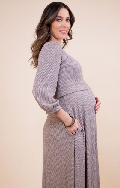 Vivian Maternity & Nursing Dress Sparkle Chocolate by Tiffany Rose