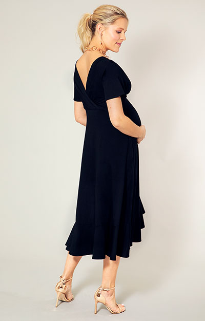 Waterfall Maternity Midi Dress Black by Tiffany Rose