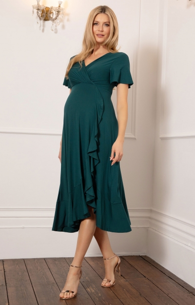Waterfall Midi Dress Deep Green by Tiffany Rose