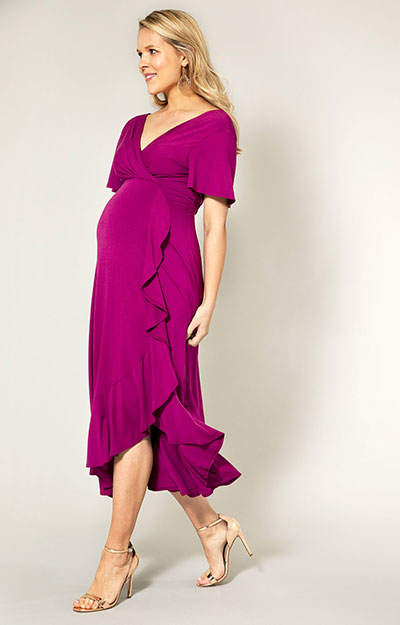 Waterfall Maternity Midi Dress Orchid Pink by Tiffany Rose