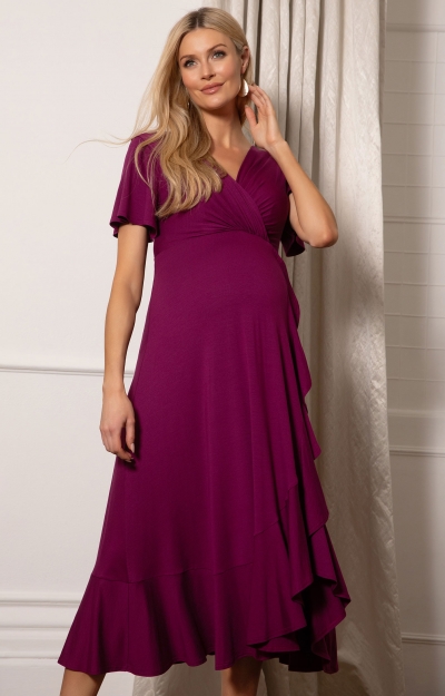Waterfall Midi Dress (Plum Wine) by Tiffany Rose